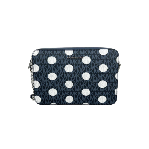 Michael Kors womens jet set large polka dot signature logo crossbody bag (navy) womens 35s5sttc3o-414