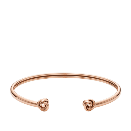 Fossil womens sawyer love knot rose gold-tone stainless steel cuff bracelet