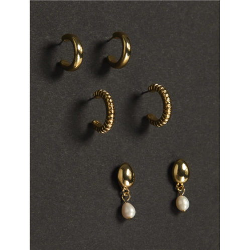 lucky brand pearl drop and hoop set