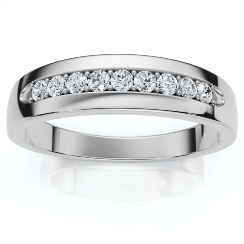 Pompeii3 mens 1/4ct diamond wedding ring 10k white gold anniversary band