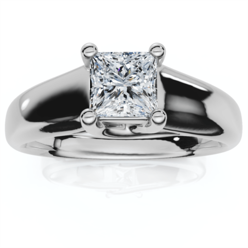 Pompeii3 1ct princess cut lab grown diamond solitaire engagement ring 14k white gold size selectable