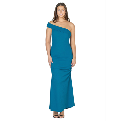 24seven comfort apparel womens formal one shoulder bodycon rouched mermaid maxi dress