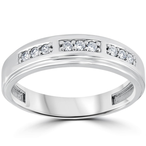 Pompeii3 1/4ct mens round diamond polished wedding ring 10k white gold