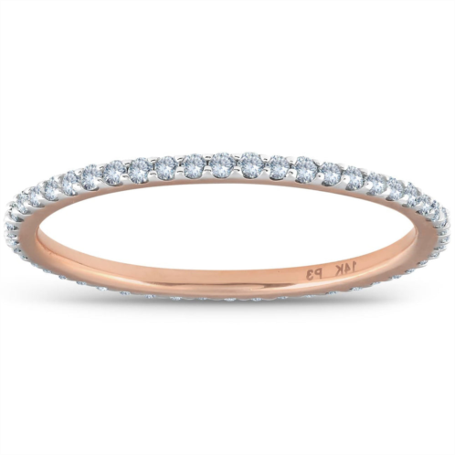 Pompeii3 3/8ct diamond eternity ring 14k rose gold womens stackable wedding band