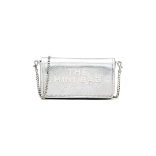marc jacobs the metallic leather chain mini bag - silver