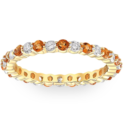Pompeii3 1 cttw citrine & diamond wedding eternity stackable ring 10k yellow gold