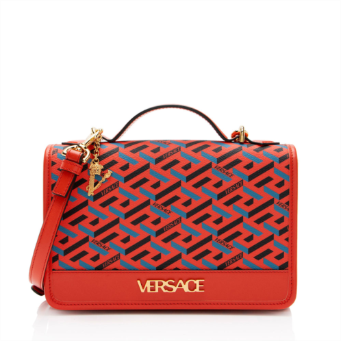 Versace la greca coated canvas top handle