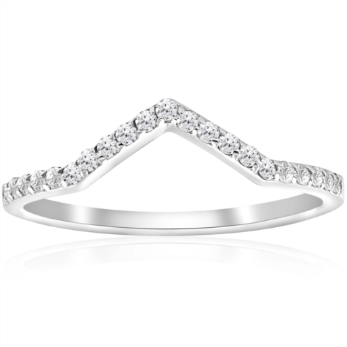 Pompeii3 1/4ct diamond curved v shape ring stackable wedding band 10k white gold
