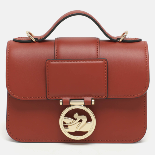 Longchamp box trot brown leather shoulder bag