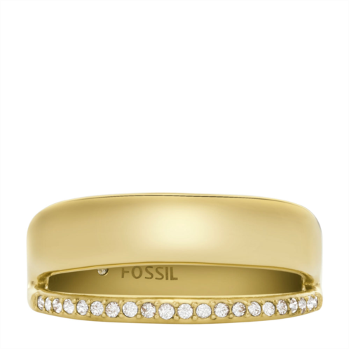 Fossil womens s archival glitz gold-tone stainless steel band ring