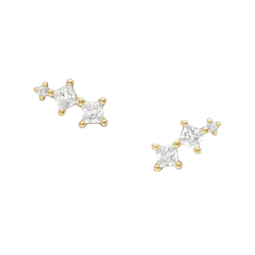 Fossil womens hazel classic glitz gold-tone brass stud earrings