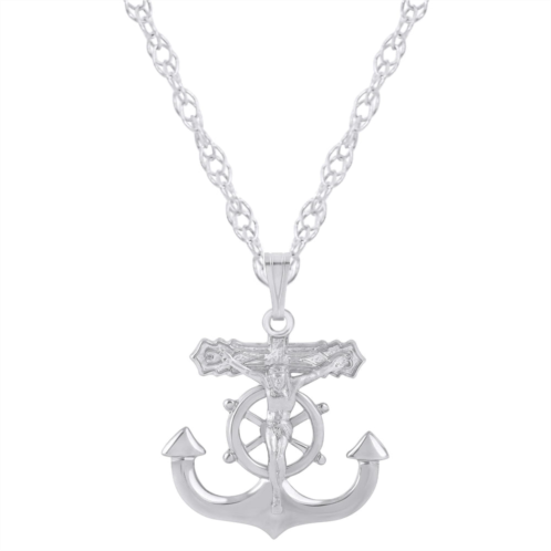 Glistening Jewels sterling silver anchor crucifix pendant necklace
