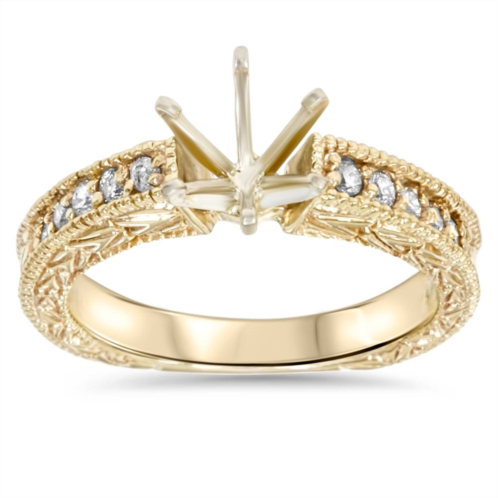 Pompeii3 gold 1/4ct diamond engagement semi mount ring setting size selectable