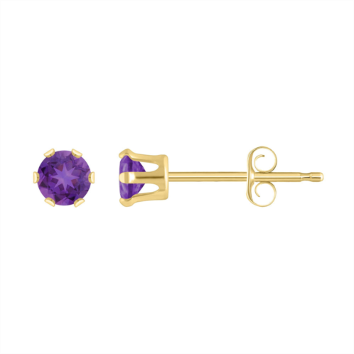 Glistening Jewels 10k gold 3mm round amethyst stud earrings