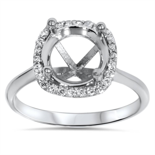 Pompeii3 cushion halo diamond engagement ring setting 14k white gold size selectable
