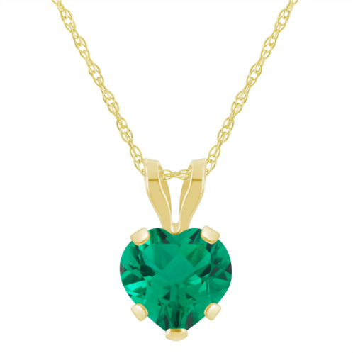 Glistening Jewels 10k gold 6mm heart shape created emerald pendant necklace