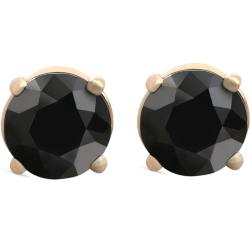 Pompeii3 1 1/2 ct 14k yellow gold round black diamond studs womens earrings