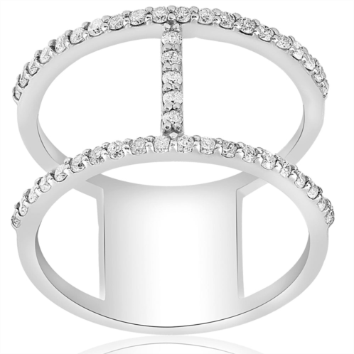 Pompeii3 1/2ct designer diamond right hand wide h shape fashion ring 10k white gold size selectable