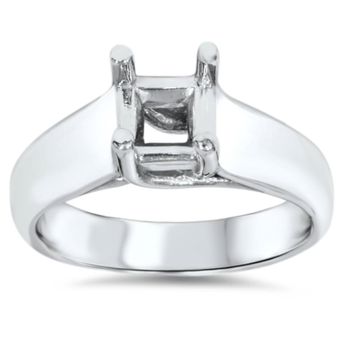 Pompeii3 solitaire cathedral ring 14k white gold size selectable