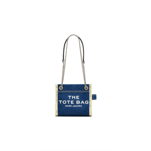marc jacobs the denim chain crossbody tote bag - dark wash