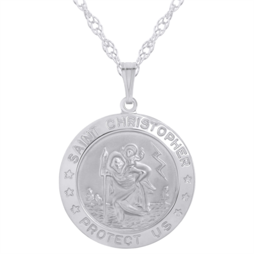 Glistening Jewels sterling silver saint christopher medallion pendant necklace