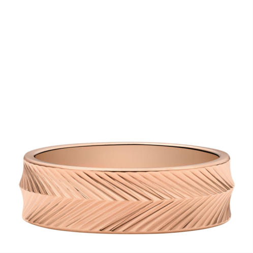 Fossil womens harlow linear texture rose gold-tone stainless steel band ring jf04663791