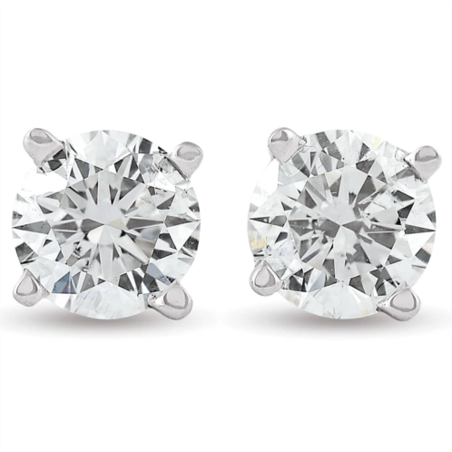 Pompeii3 3/4ct round diamond studs 14k white gold