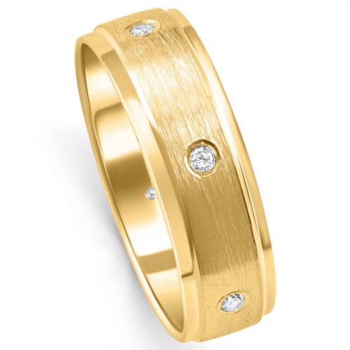 Pompeii3 mens 1/4ct 14k gold diamond comfort fit brushed wedding ring size selectable