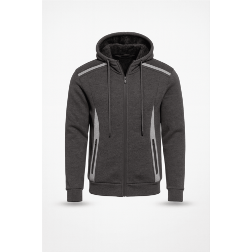 Blu Rock mens slim fit sherpa fleece-lined reflective tech full zip hoodie