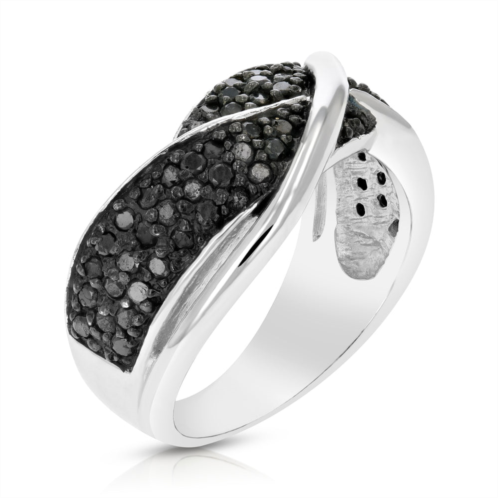 Vir Jewels 3/4 cttw black diamond ring .925 sterling silver with rhodium plating