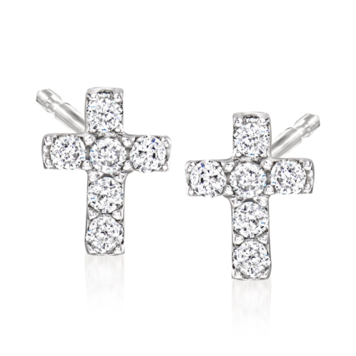 Ross-Simons diamond cross earrings in 14kt white gold