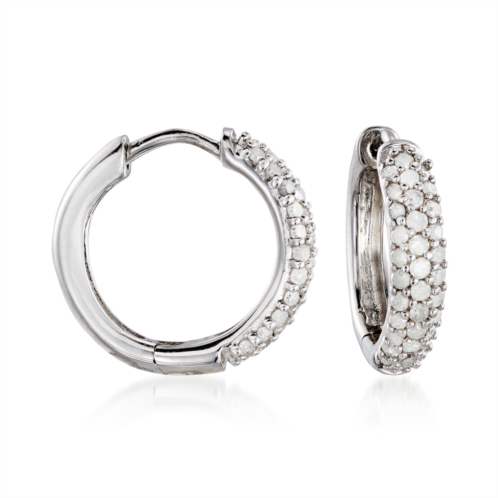 Ross-Simons diamond huggie hoop earrings in sterling silver