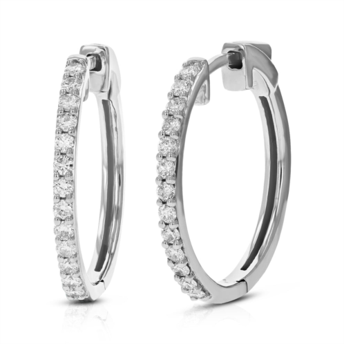 Vir Jewels 1/2 cttw 26 stones si2-i1 clarity round lab grown diamond hoop earrings prong settings on .925 sterling silver