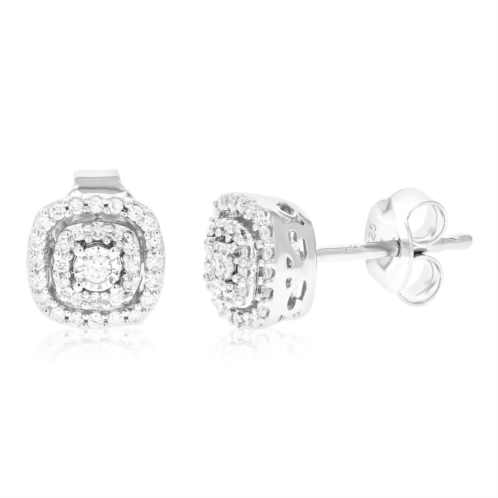 Vir Jewels 1/5 cttw 66 stones round lab grown diamond studs earrings .925 sterling silver prong set 1/4 inch