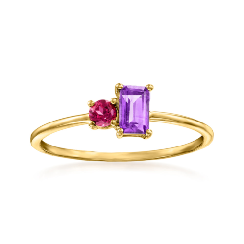 RS Pure by ross-simons amethyst and . rhodolite garnet ring in 14kt yellow gold