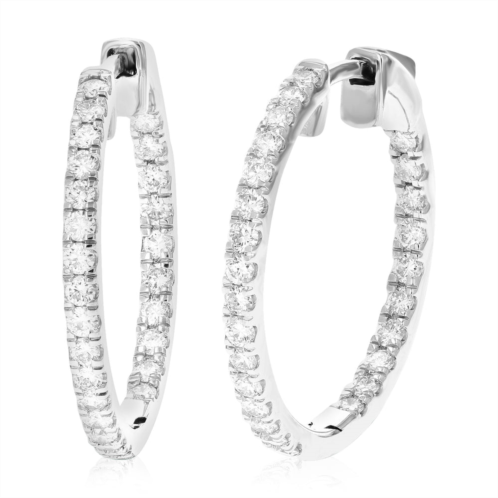 Vir Jewels 1 cttw round lab grown diamond hoop earrings crafted in .925 sterling silver prong set 1 inch