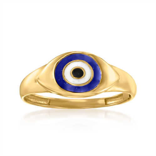 Canaria Fine Jewelry Canaria 10kt yellow gold evil eye ring with multicolored enamel