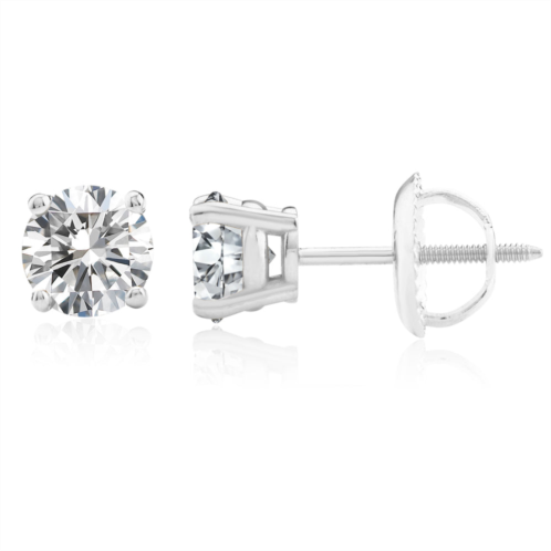 MAXCOLOR certified 14k white gold lab grown diamond solitaire stud earrings (1.0 ct.tw)