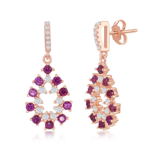 Simona sterling silver half cz pear-shaped earrings