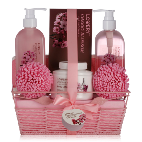 Lovery home spa gift basket in cherry blossom fragrance - bath set