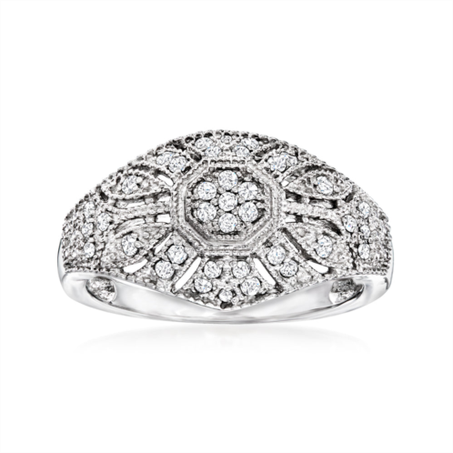 Ross-Simons diamond vintage-inspired milgrain ring in sterling silver