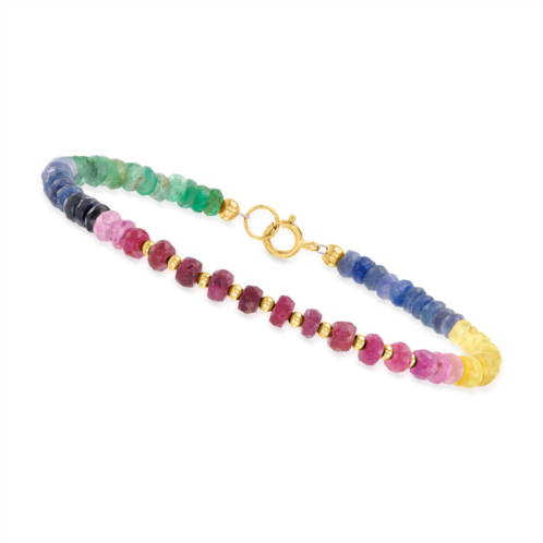 Canaria Fine Jewelry Canaria 18.00- multicolored sapphire and ruby bead bracelet in 10kt yellow gold