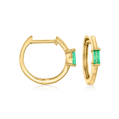 RS Pure ross-simons emerald huggie hoop earrings in 14kt yellow gold