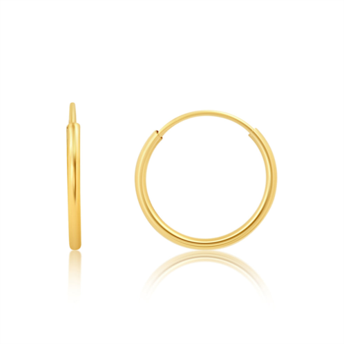 MAXCOLOR solid 14k gold hoop earrings 1mm tube flex continuous in 10mm-14mm (0.4-1 inch) diameter gold hoop earrings