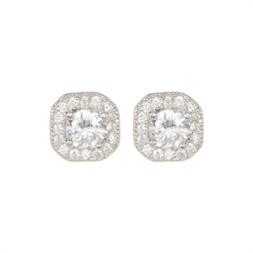 Adornia vintage crystal halo studs silver