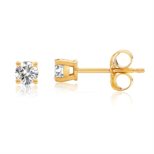 MAXCOLOR certified 14k yellow gold lab grown diamond solitaire stud earrings (1/4 ct.tw)