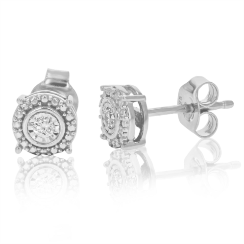 Vir Jewels 1/10 cttw round lab grown diamond stud round earrings .925 sterling silver stylish design prong setting