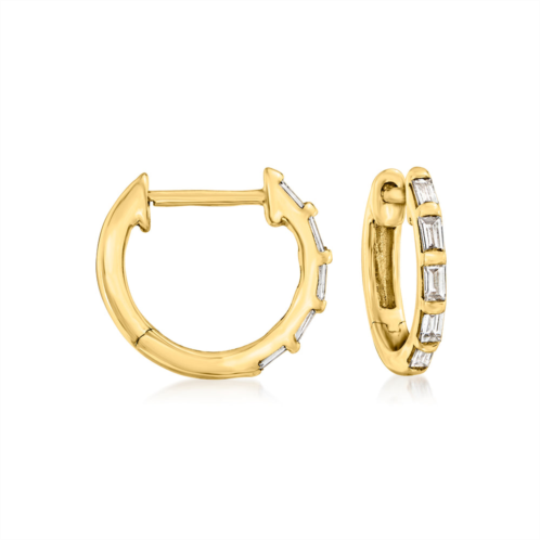 RS Pure by ross-simons diamond huggie hoop earrings in 14kt yellow gold