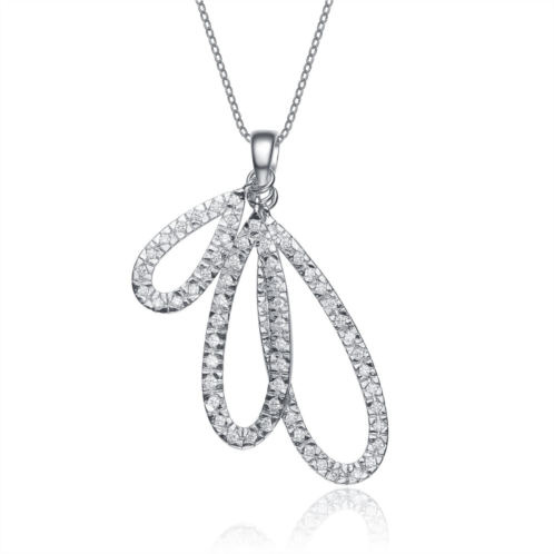Genevive sterling silver cubic zirconia three pear drop pendant