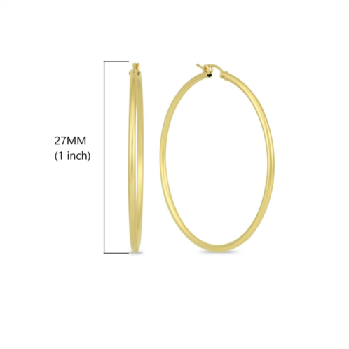MAXCOLOR 14k yellow gold filled 2mm thick tube hoop earrings